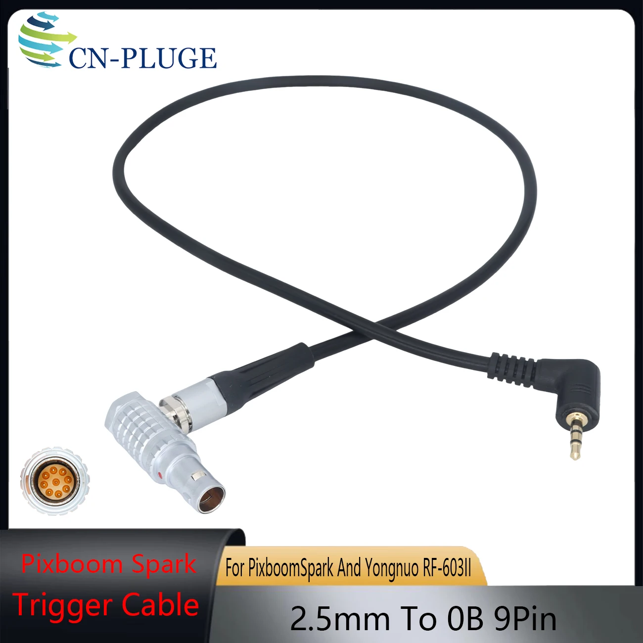 Pixboom Spark 9 Pin EXT to 2.5mm Trigger Cable for Pixboom Spark With Yongnuo RF-603 II Remote Trigger