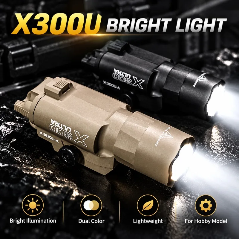 X300U Hobby Model Lighting Ornament, Nylon Rail Mount Bright Torch for DIY Hobby Assembly