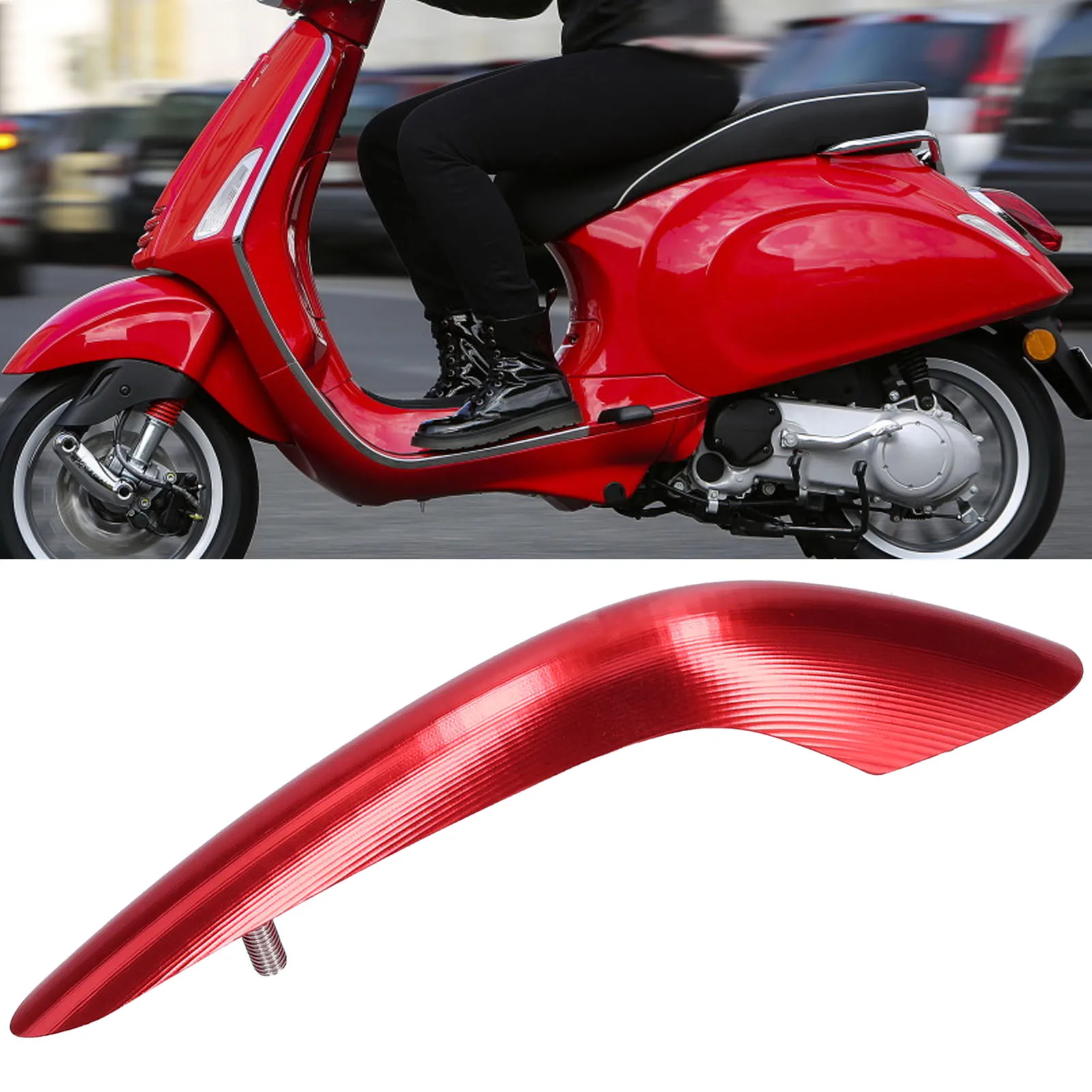 Practical Motorcycle Front Mudguard Fender Nose Beak Red for Vespa GTS GTV 250 300 2013-2020 - Wear-Resistant Guard