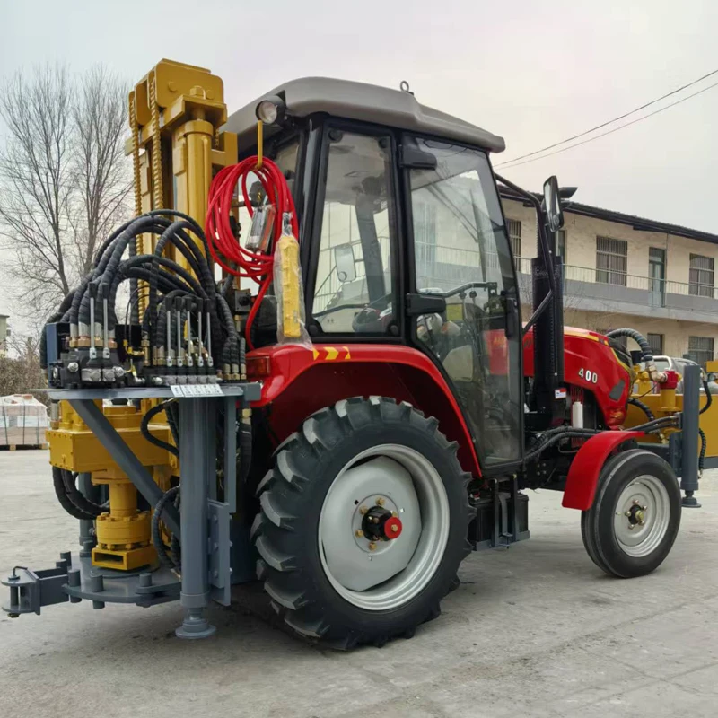 أربع عجلات 36HP جرار محرك الديزل المحمول آلة حفر آبار المياه الهيدروليكية 100 متر 200 متر جهاز حفر آبار المياه الهيدروليكية