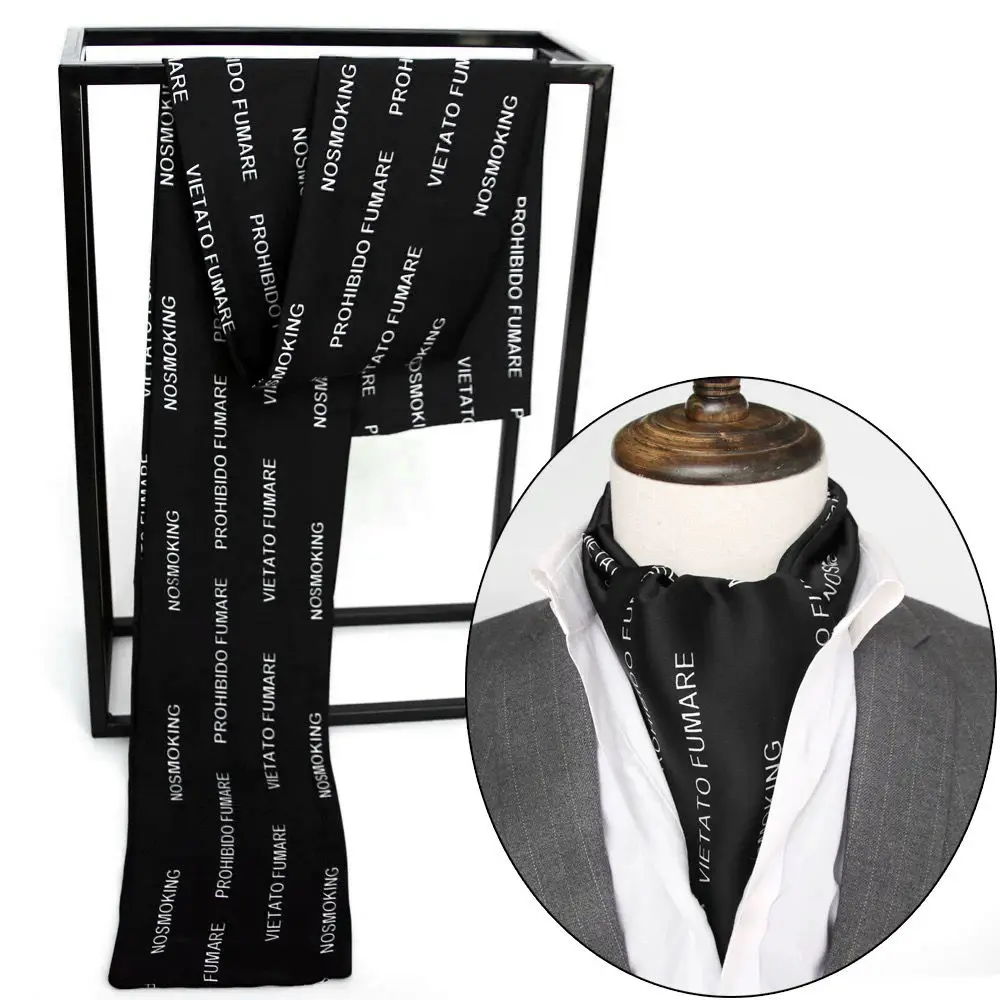 Men's Long British Retro Small Silk Scarf with Suit Business Shirt Neckline Scarf Fashionable Versatile Thin Scarf