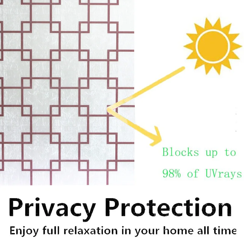 Window Privacy Film Glass WindowFilm Removable Vinyl Door Window CoveringsUV Blocking Sticker for Home Deco