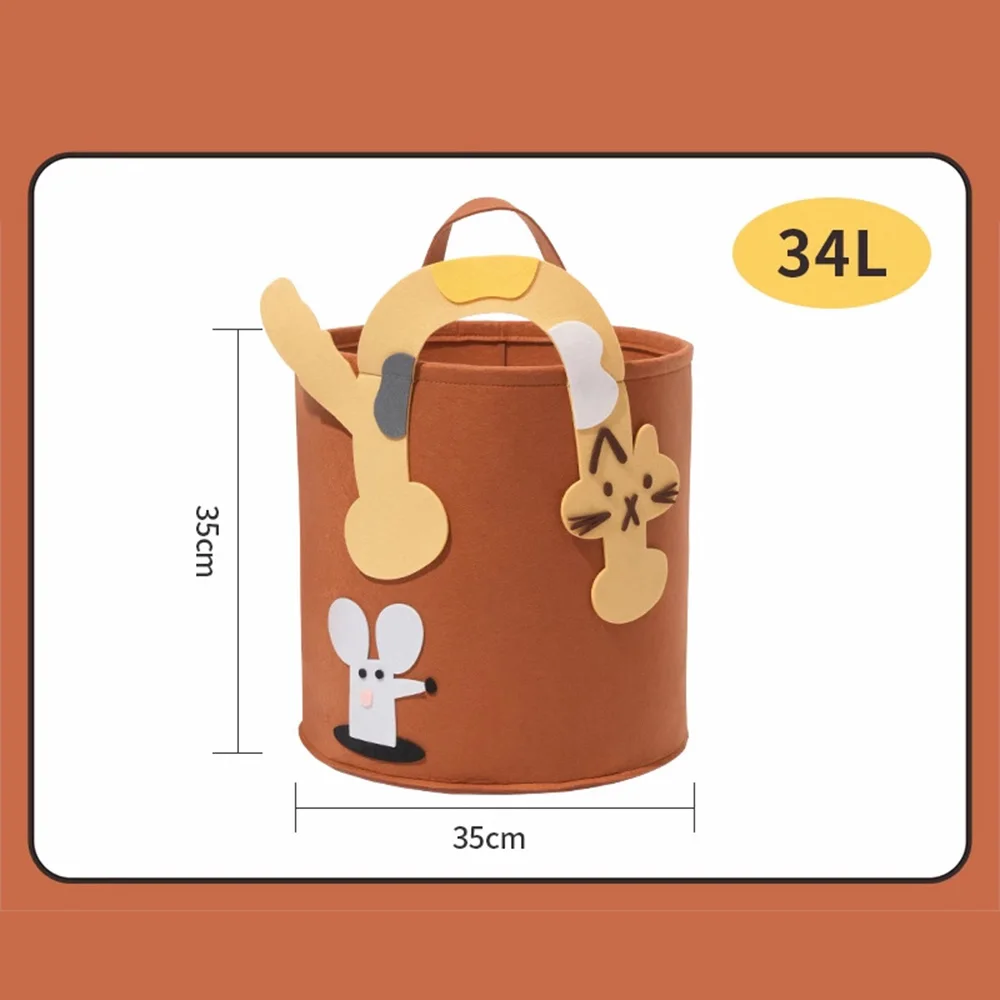 Cartoon Animal Storage Baskets Large Capacity Foldable Toy Organizer Bin  with Handle for Kids Room Home Nursery Organization