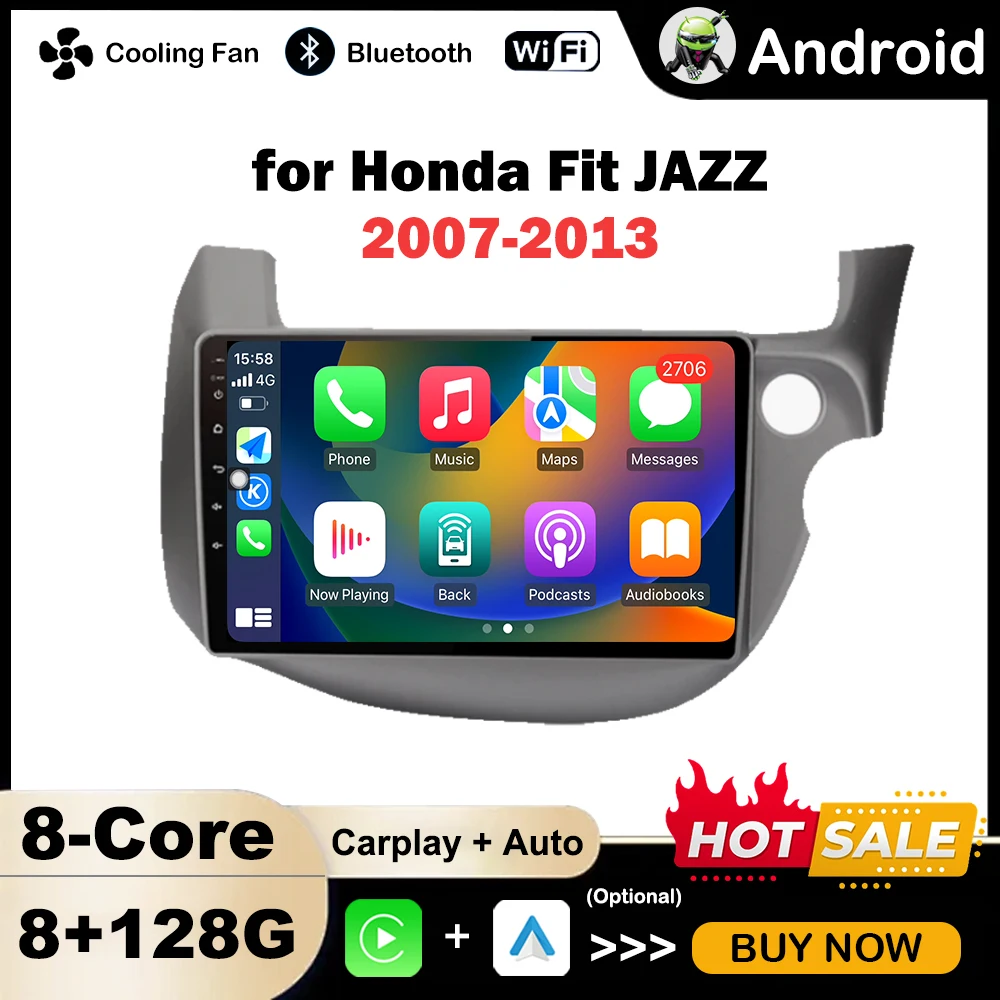 10 \'\' for  Honda Fit JAZZ 2007-2013 Car Multimedia Radio Player Android OS GPS Navi WiFi Auto Tools 4G BT DSP Audio HD Screen