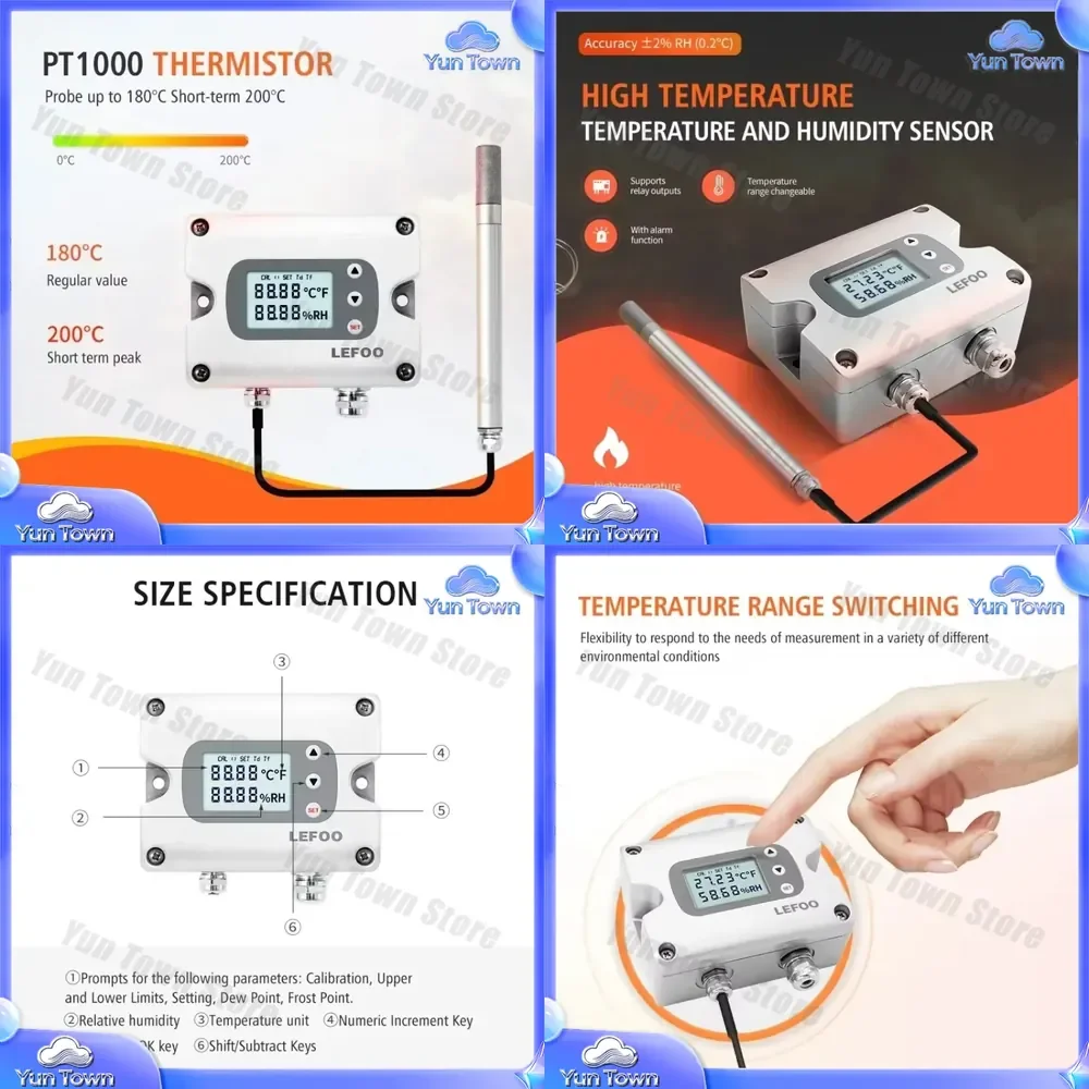LEFOO RS485 Temperature and Humidity Sensor Transmitter for Warehouse Coffee Beans Greenhouse Grow Room Monitoring HVAC