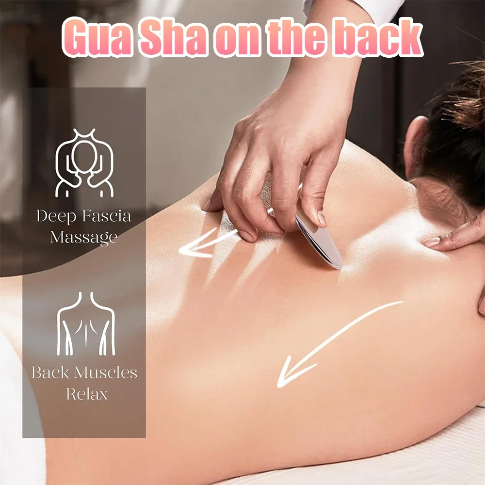 Face Guasha Scraper Stainless Steel Gua Sha Massager Body Neck Back Stress Relief Beauty Tool Skin Scraping Lymph Detox Massage view 3