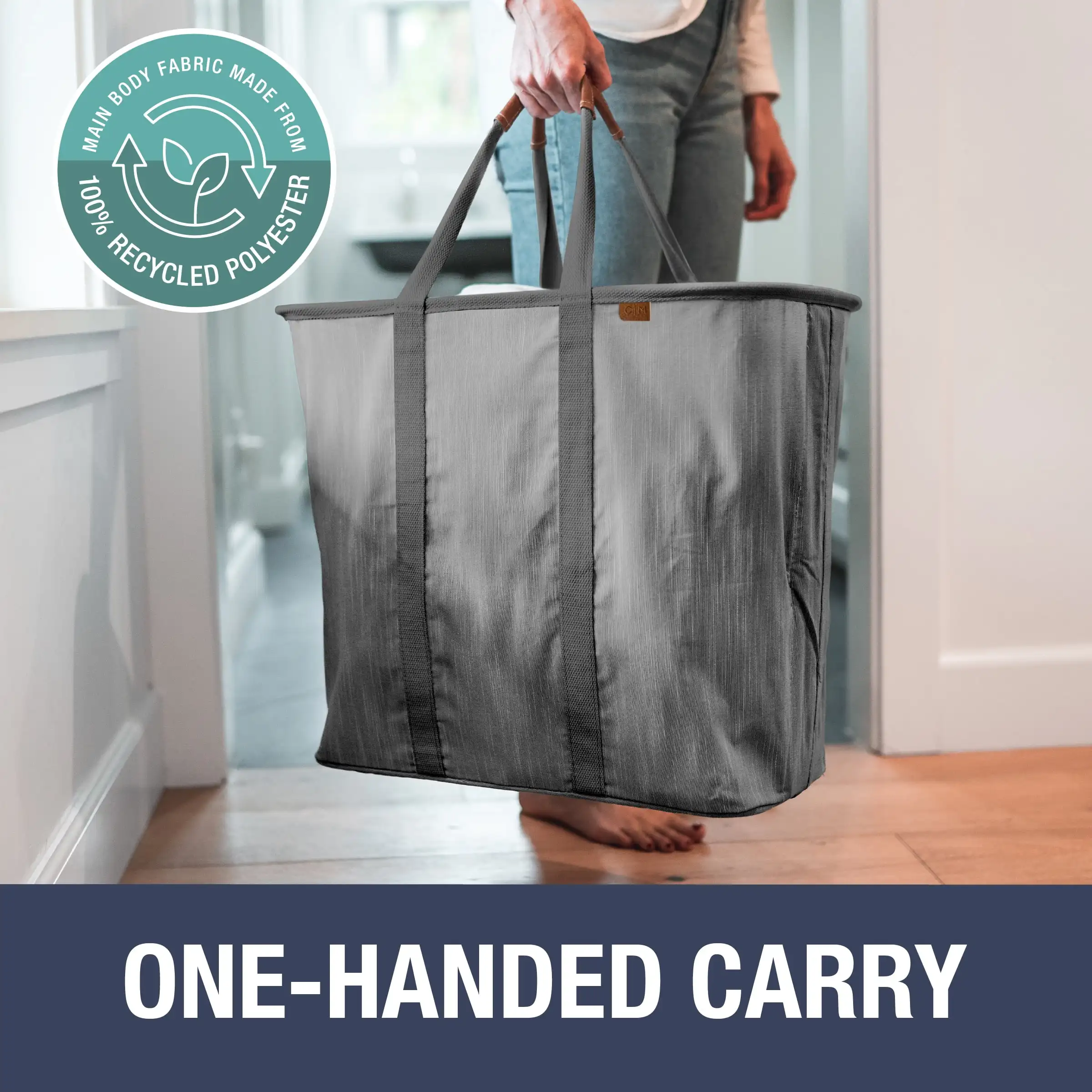 سلة غسيل قماشية قابلة للطي LUXE، رمادي