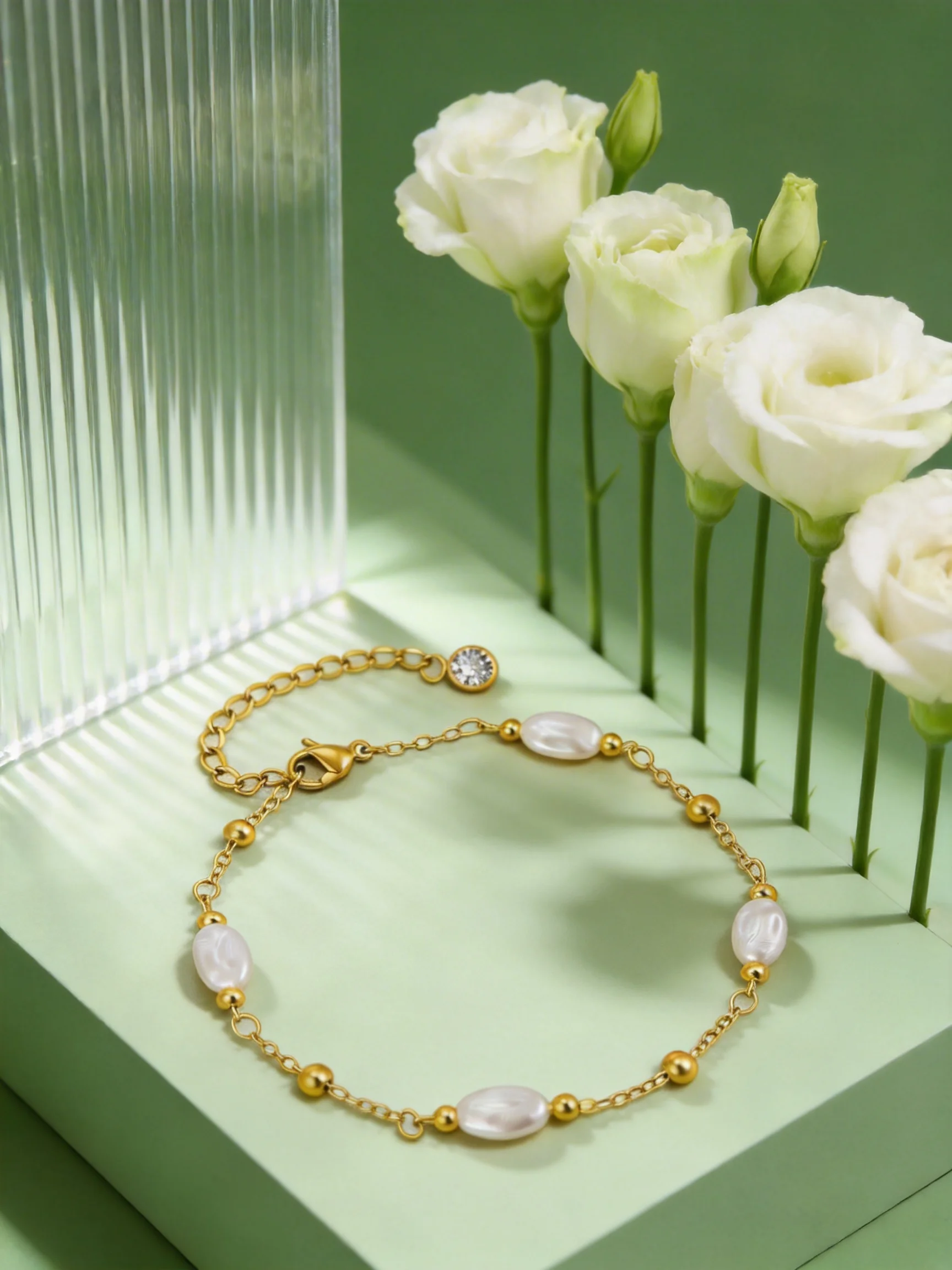 エレガントなイミテーションパールアンクレット女性用ビーズチェ - Jc Jewelry & Watches のレビューと価格