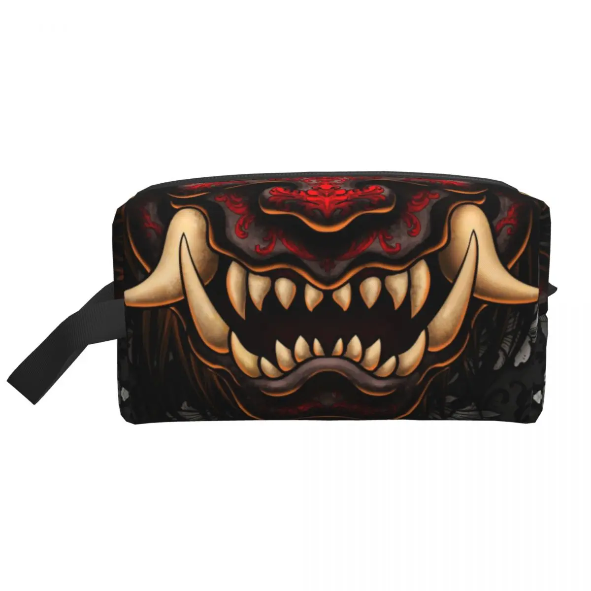 Custom Tattoo Style Oni Japanese Samurai Toiletry Bag Demon Hannya Makeup Cosmetic Organizer Lady Beauty Storage Dopp Kit Box