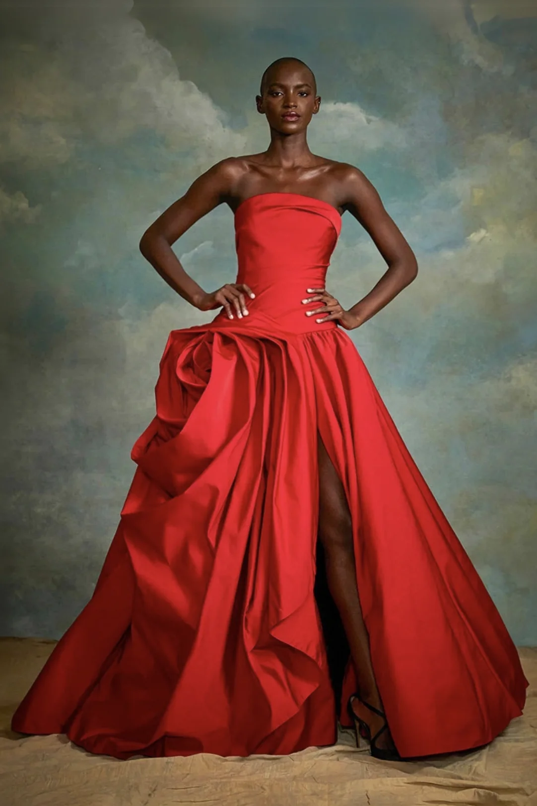 Elegant Strapless Draped Robes De Soirée Floor-Length Floral Sleeveless Evening Dresses Prom Gowns Formal Party Vestidos De Gala