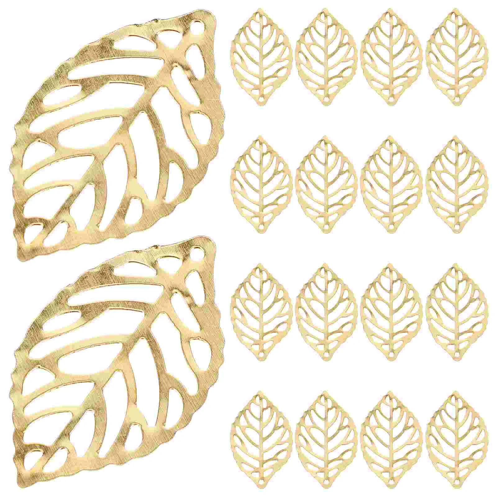 100 Pcs Leaf Pendant Fall Decor Gold Charms for Jewelry Making Wooden Craft Pierced Tree