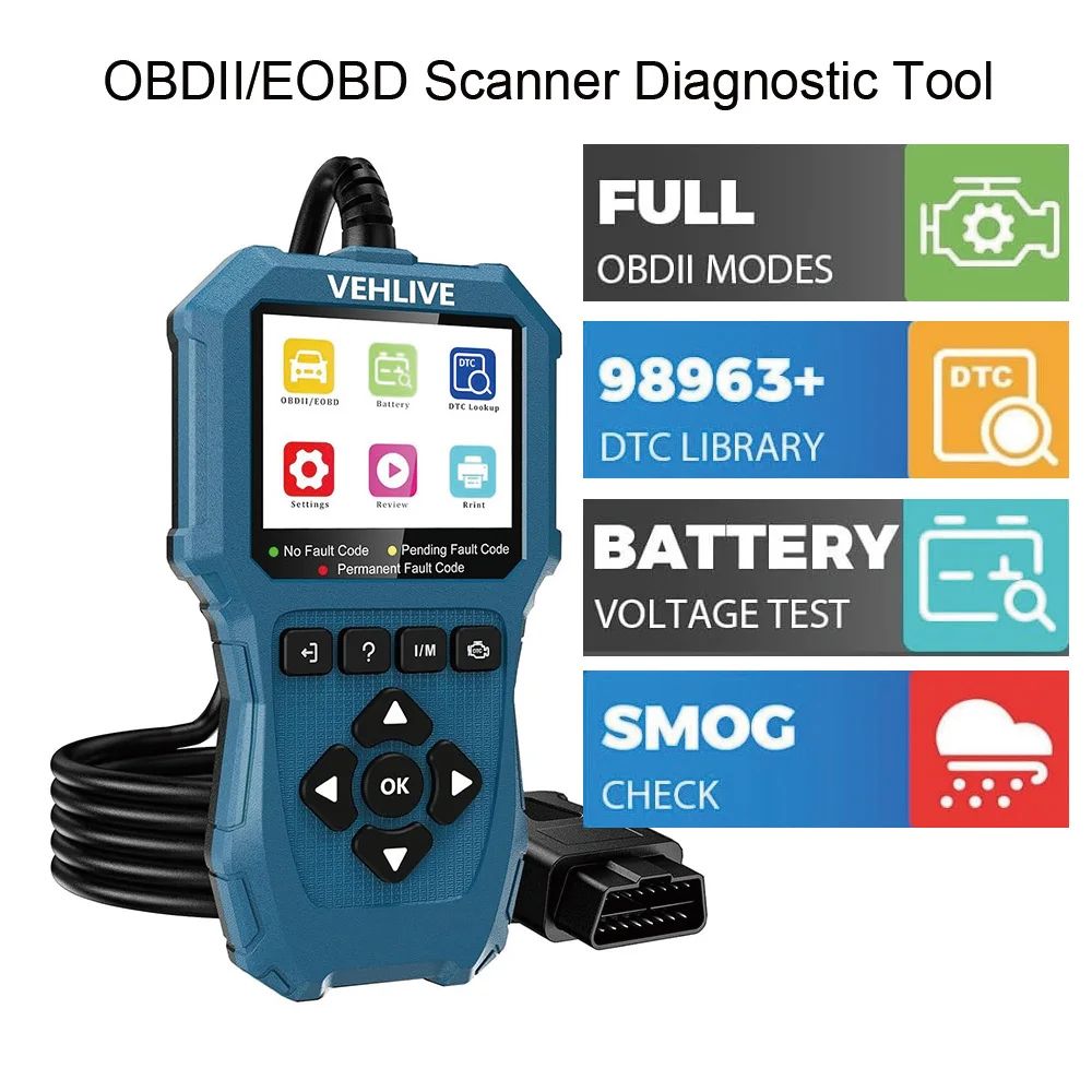 

OBD2 Scanner Diagnostic Tool Check Engine Code Battery Voltage Test OBDII EOBD CAN Code Reader for All OBDII Cars Trucks
