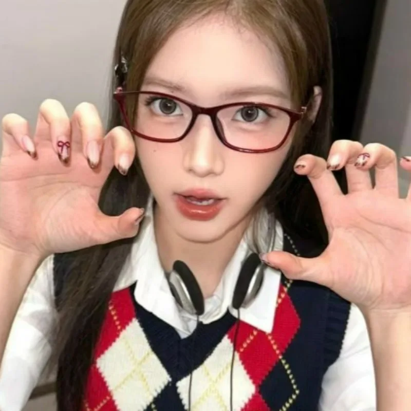 Y2K Fashion Retro Anti Blue Light Glasses Men Women Computer Eyeglass Rectangular Frame Spectacles Black Red Blocking Glasses