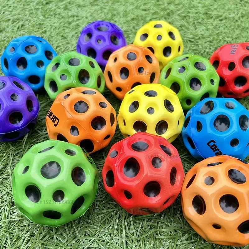 

High Resilience Hole Ball Soft Bouncy Ball Anti-fall Moon Shape Porous Bouncy Ball Kids Indoor Outdoor Toy Ergonomic Design