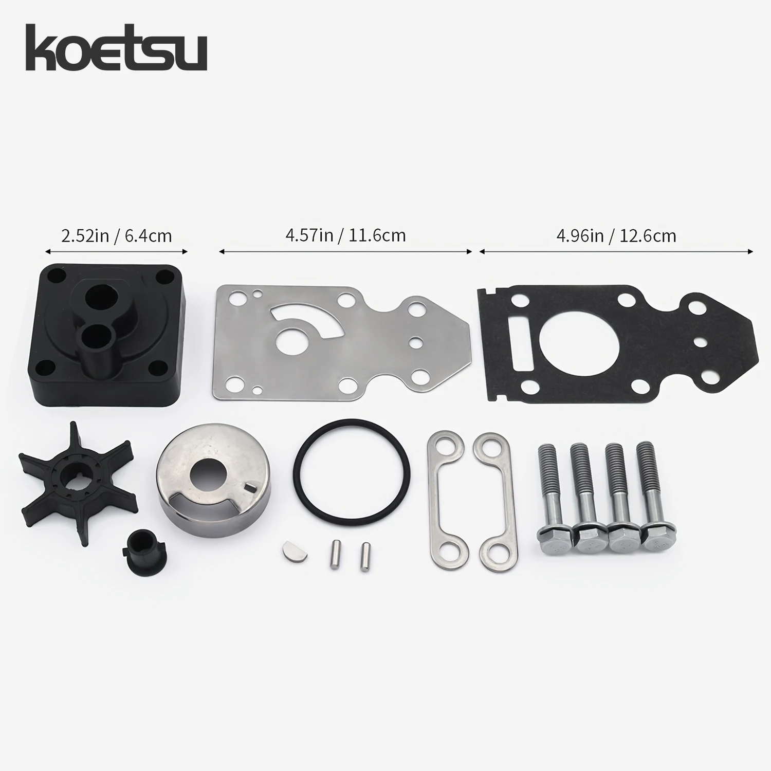 Koetsu Water Pump Repair Kit Suitable for Yamaha 2-stroke 15 HP Outboard Motor 63V-W0078-00-WH/63V-W0078-01-WH