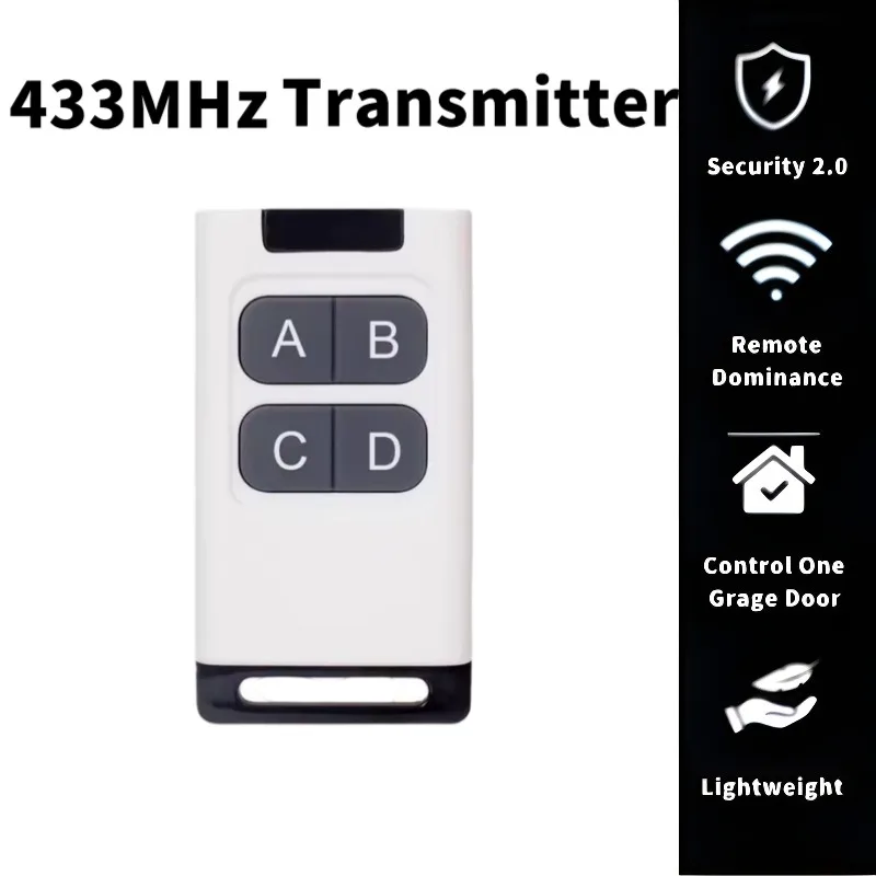 เครื่องส่งสัญญาณ 433MHz ใช้สำหรับระบบควบคุมการเข้าออกประตูโรงรถแบบไฟฟ้า 4 ปุ่ม รีโมทไร้สาย
