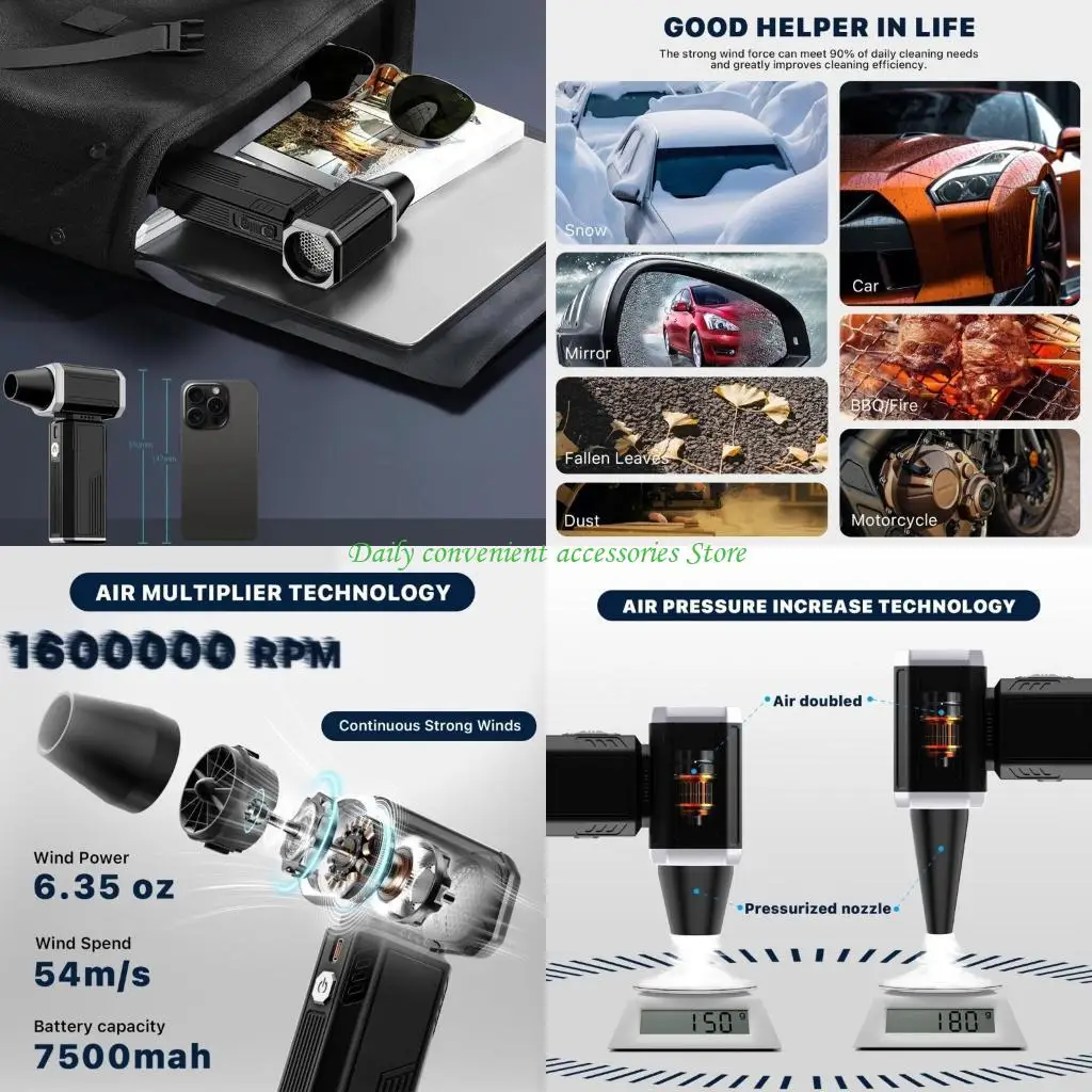 

97QB пылесос для сжатого воздуха, 130000 об/мин, сухой вентилятор со сменной насадкой, многофункциональный вентилятор,