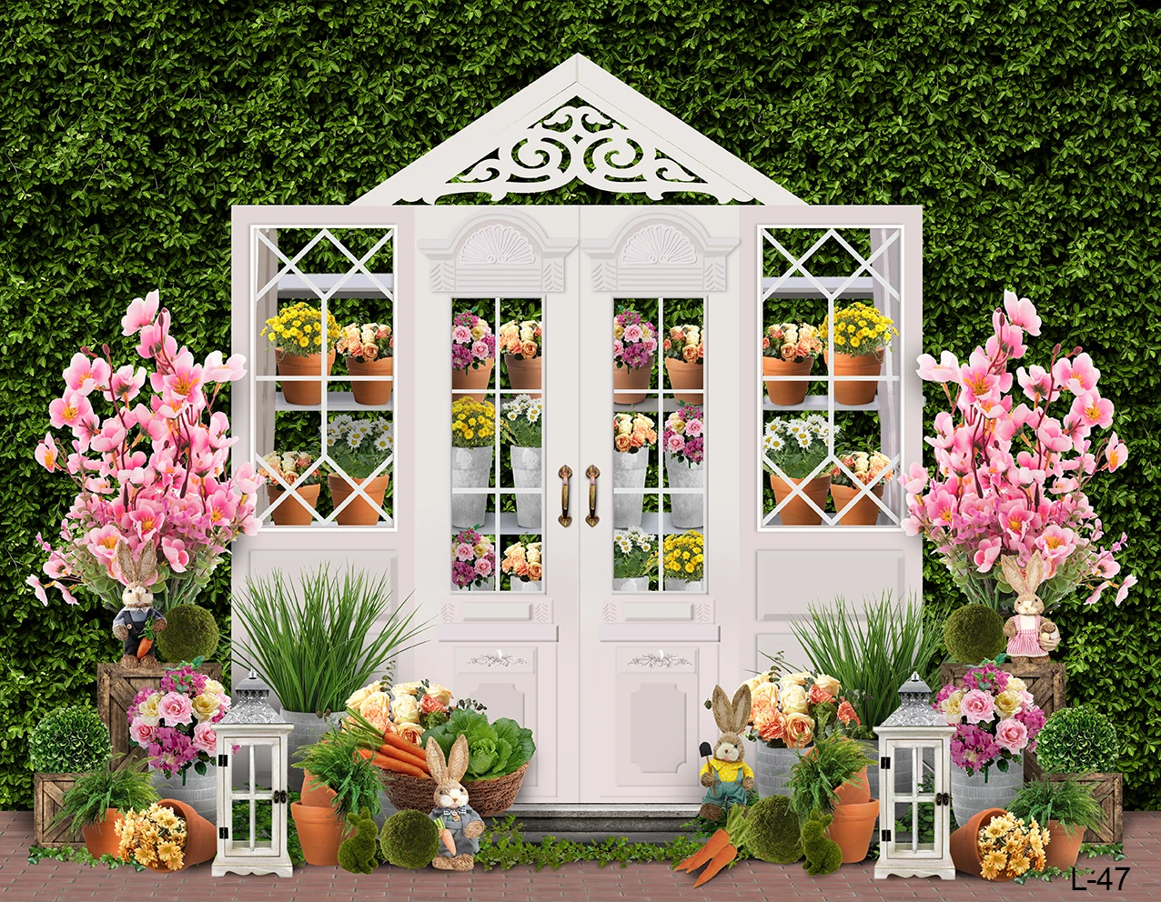 Fotografie Hintergrund Frühling Osterhase grünes Gras Fenster Kaninchen Kinder Geburtstags feier Dekor Hintergrund Fotostudio