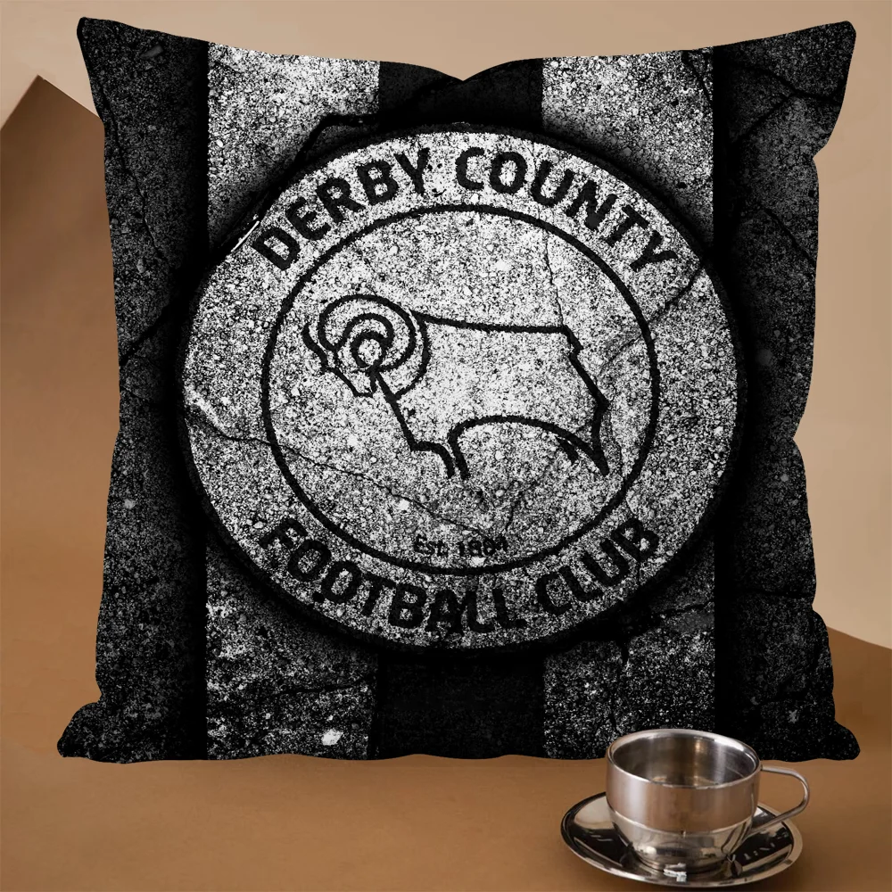 Home and Decoration Cushions Pillow Cases  Derby County FC Decorative Cushion Silk Pillow Cover Luxury Silk Pillowcase 100% Sofa