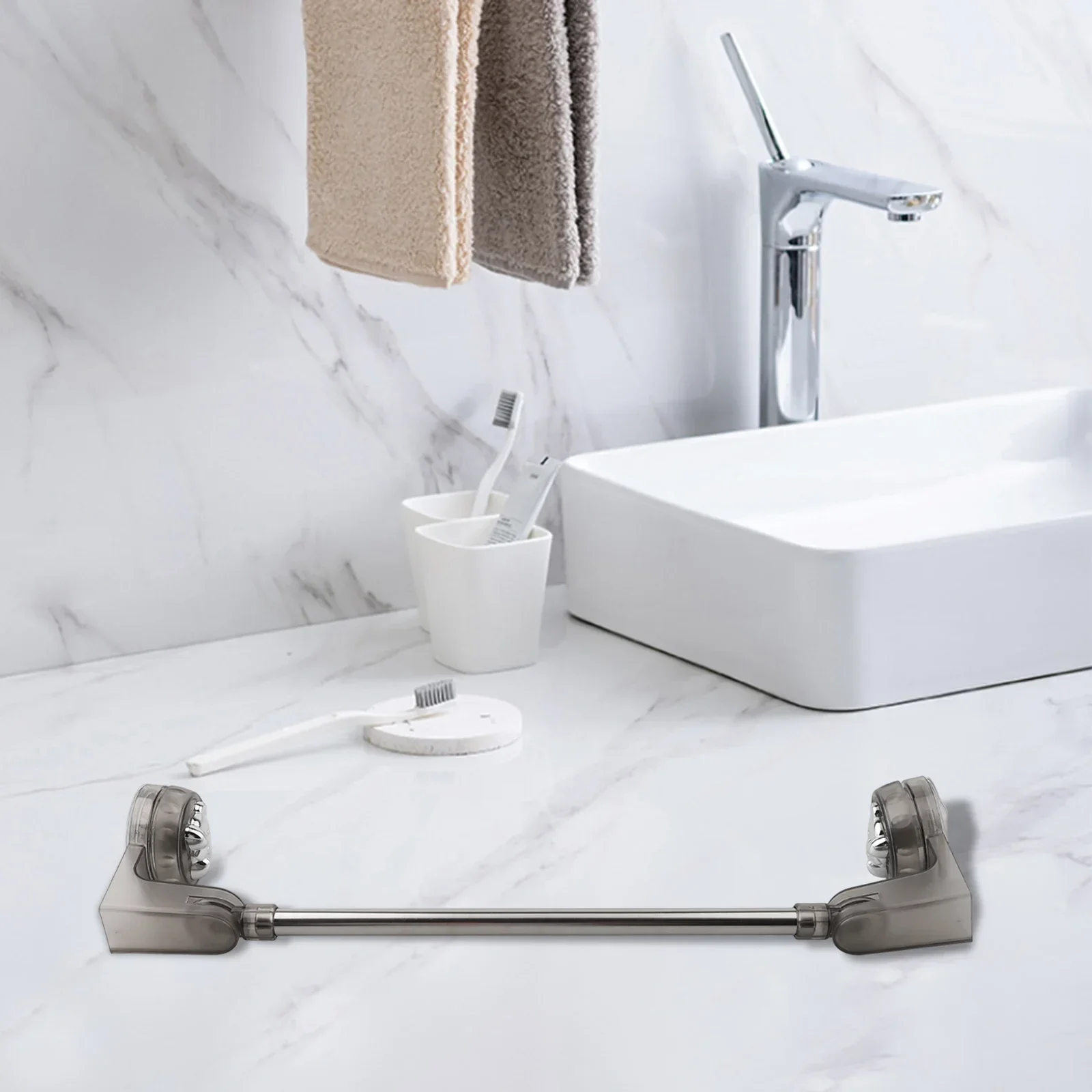 

Для ограниченного места для хранения Прозрачный черный регулируемый держатель для полотенец Компактная стойка Компактное решение для хранения