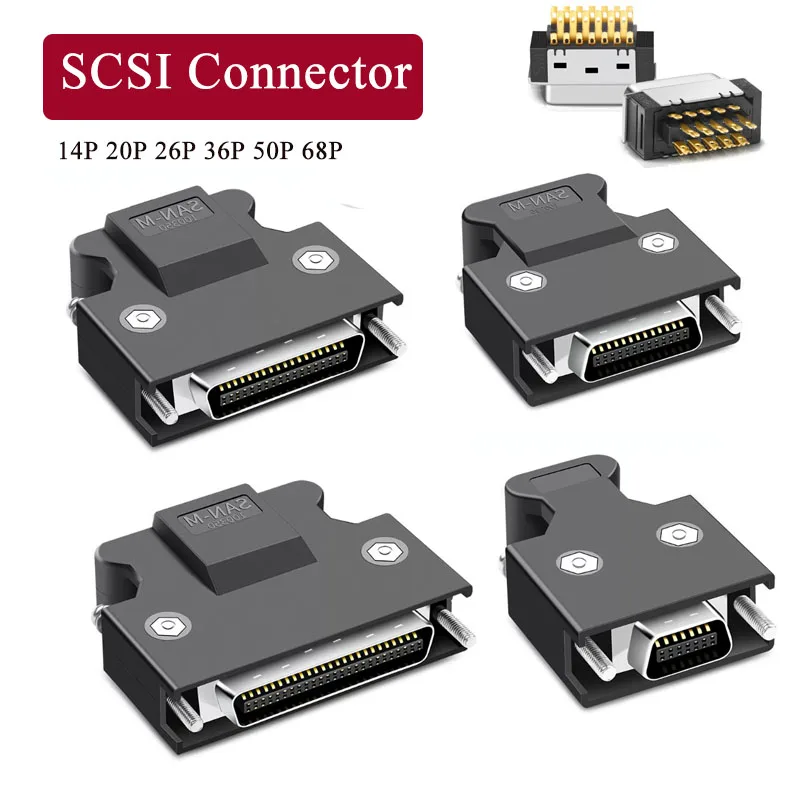 

50-Pin SCSI Connector For Mitsubishi/Yaskawa/Delta/Panasonic servo Drive Plug SCSI (SM) 14P 20P 36P 50P 68PIN Connector 2Pcs 5Pc