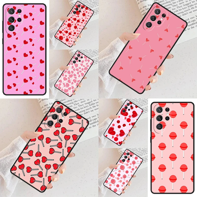 Red Lollipops Cell Phone Case for Samsung Galaxy S26 Ultra S25 S24 S23 S22 S21 S20 Note10 Cover