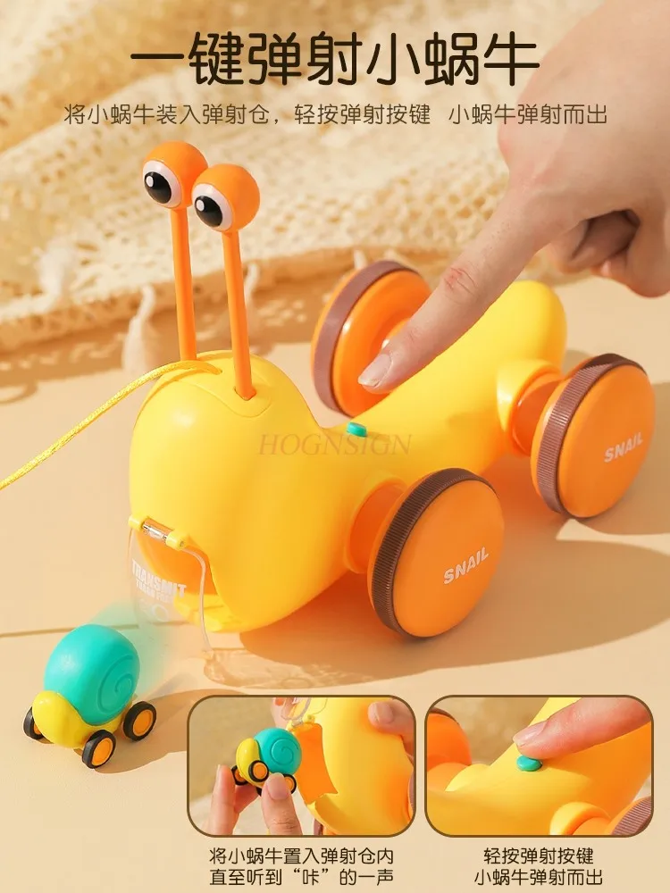 Snail leash toy for children aged 1-3 years old, puzzle fiber rope, baby walking, traction, and dragging line