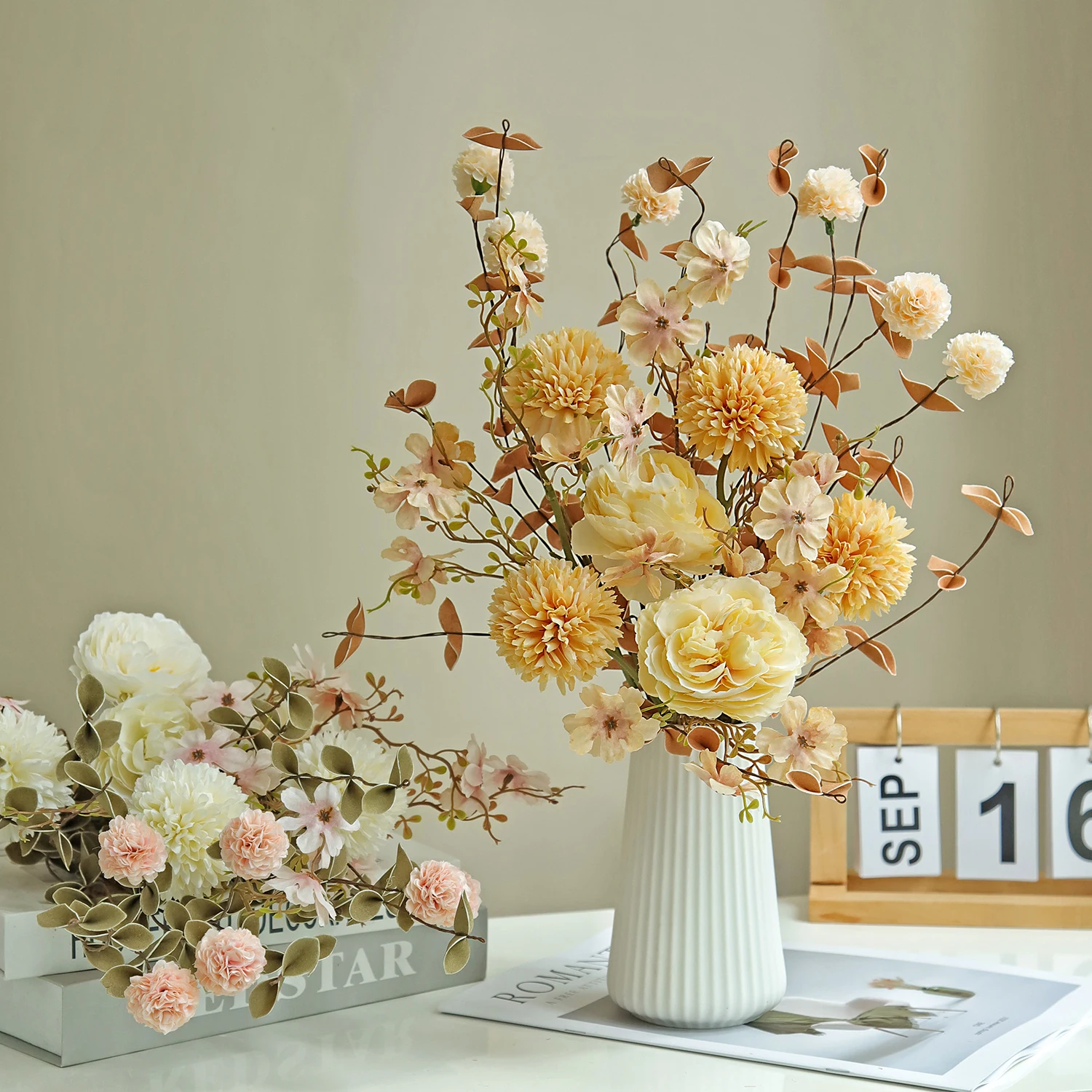 Seidenrosen Künstliche Blumen Hochzeit Heim Tischdekoration Valentinstag Deko Kranz Brautstrauß Vase Geschenk Outdoor Garten Kombination – Detail 2