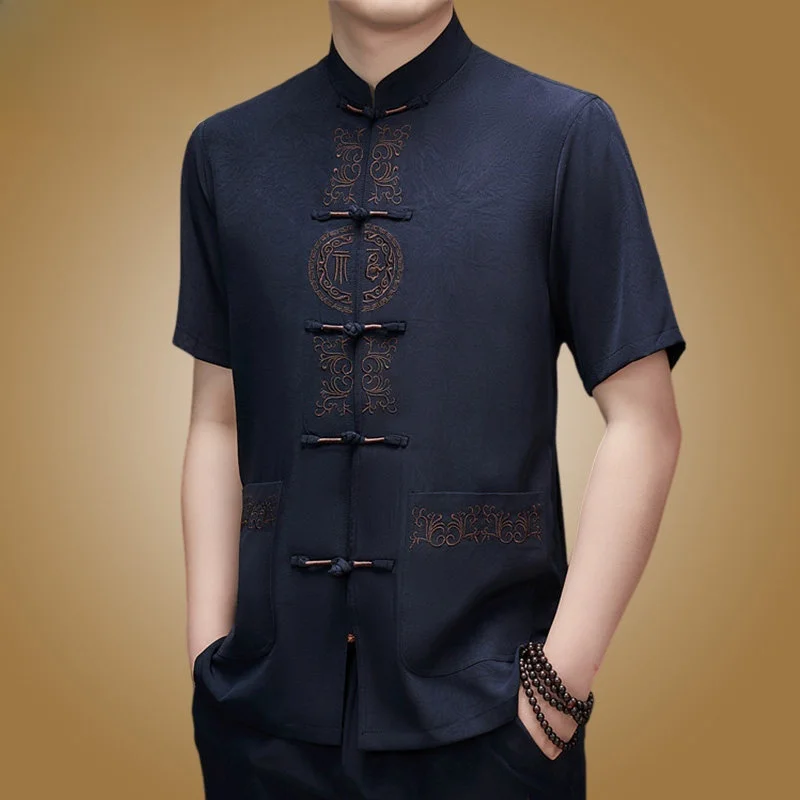 traje-tang-de-verano-para-hombre-de-seda-manga-corta-cuello-mao-estilo-Etnico-chino-para-banquete-de-boda