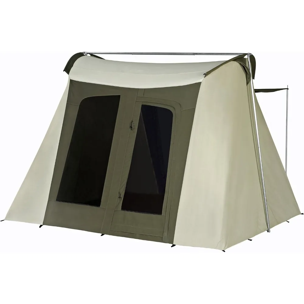 Canvas Flex-Bow Camping Tent, Deluxe Outdoor Tent, 10 Ft x 10 Ft, 6 Person