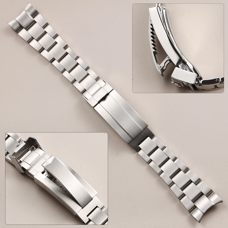 

new 20 21mm brushed silver solid stainless steel watchband for Rolex Deepsea Daytona GMT glide lock metal wrist bracelet belt