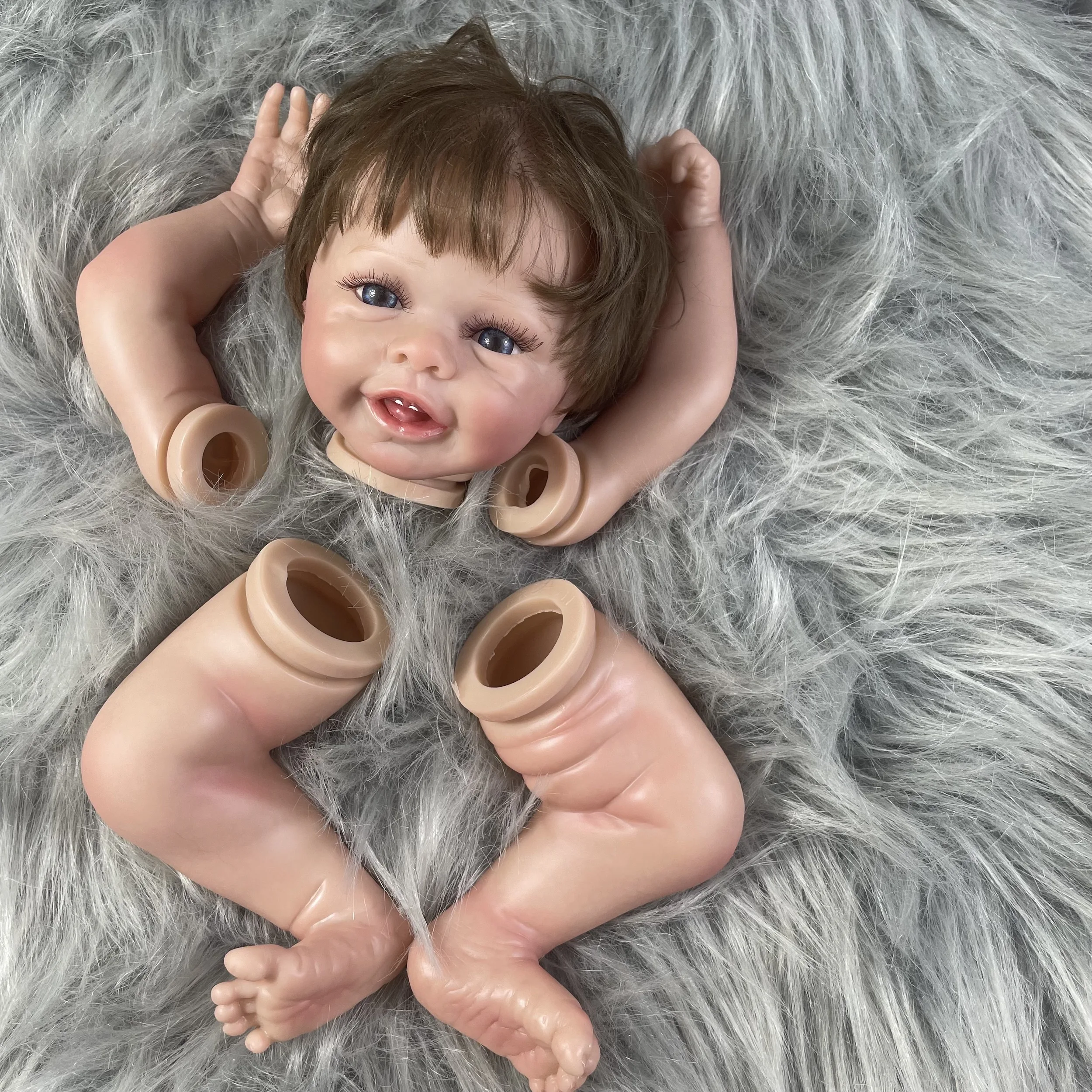 17 Inch Painted Vinyl Reborn Doll Kit Blossom With Hair Transplant and Eyelashes 3D Painted Skin Visible Veins Handmade Mold