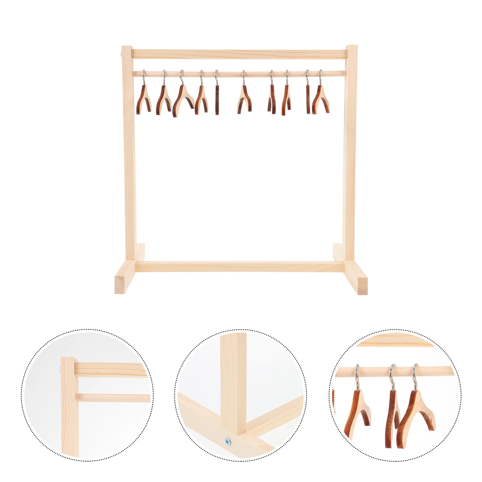 

Doll Garment Rack Wooden Dolls Clothes Hanger Doll Closet Mini Doll Clothes Hangers Doll Wardrobe Furniture Accessories