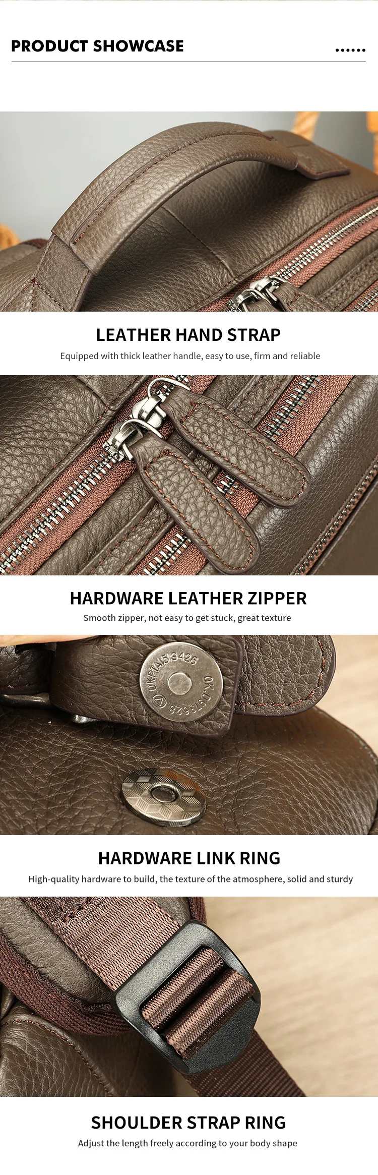 Business-Reiserucksack aus hochwertigem Rindsleder, 15-Zoll-Laptop-Rucksack für Herren – Detail 8