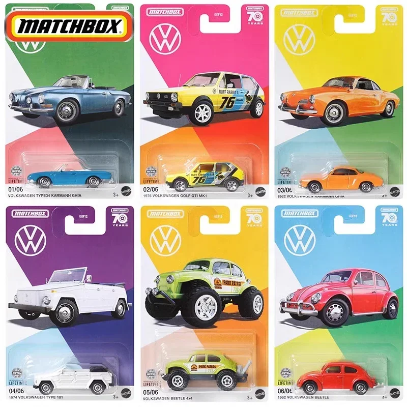 Oryginalne pudełko zapałek 70 lat wydanie specjalne dziecięce zabawki dla chłopców Model pojazdu 1/64 Diecast Volkswagen Mercedes DATSUN 510 prezent