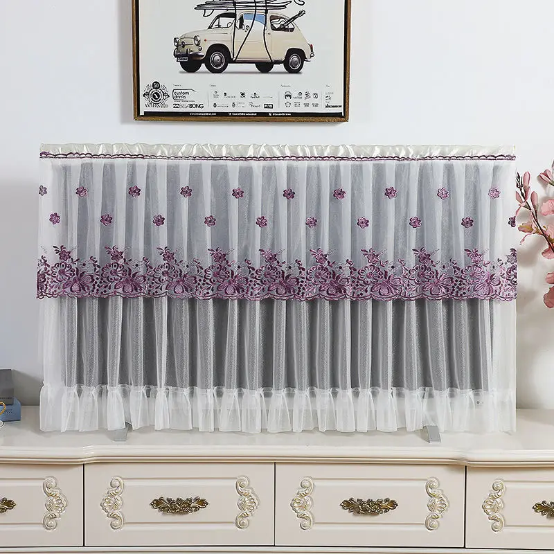 LCD TV Covers Lace Hanging Vertical Dust Flat Curved Surface Monitor Protection Modern Living Room Decoration