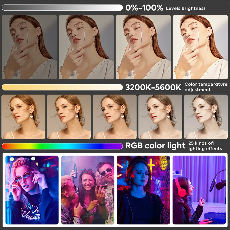 RGB การถ่ายภาพ Strip Light 28 สี 3200-5600K อุณหภูมิสี 6600 mAh แบตเตอรี่เติมวิดีโอ Wand Light Strip สําหรับถ่ายภาพสตูดิโอ
