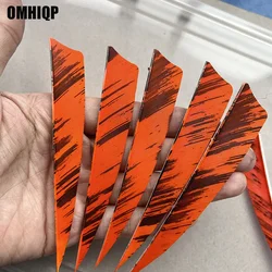 50Pcs 4Inch Right/Left Wing Shield Orange Ink Design Pattern Turkey Feather Arrow Archery Hunting Fletching for DIY