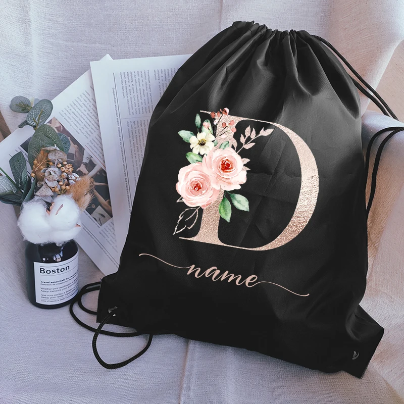 Custom Name Cycling Backpack Gym Drawstring Shoe Bag Clothes Backpack Waterproof Belt Nylon Portable Sports Bag Draw String Bags