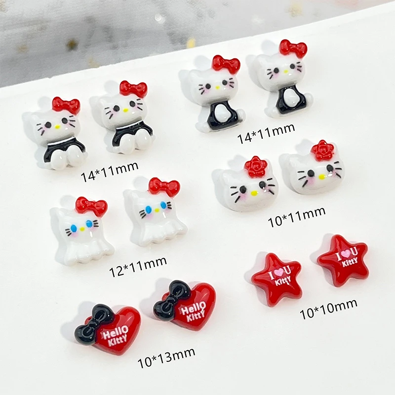 20/50Pcs 3D Hello Kitty Nail Art Decoration Sanrio KT Cat DIY Nail Charm For Manicure Design Accessory New Year Gift