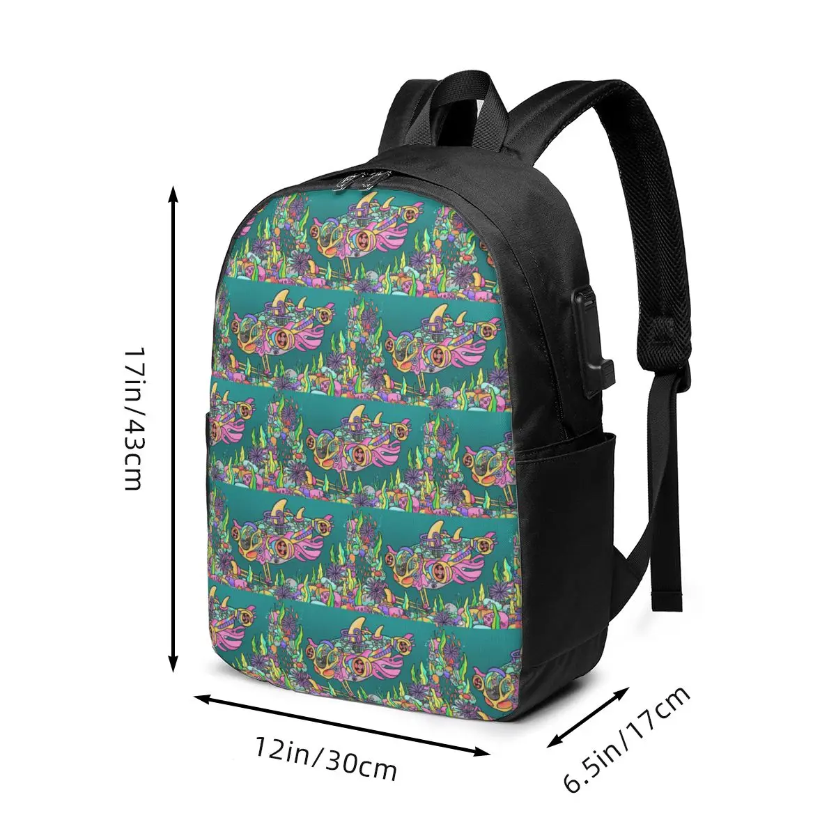 Cartoon Submarine Underwater World Backpack Travel Notebook Bag Computer College Student School Bag Laptop Shoulder Bags