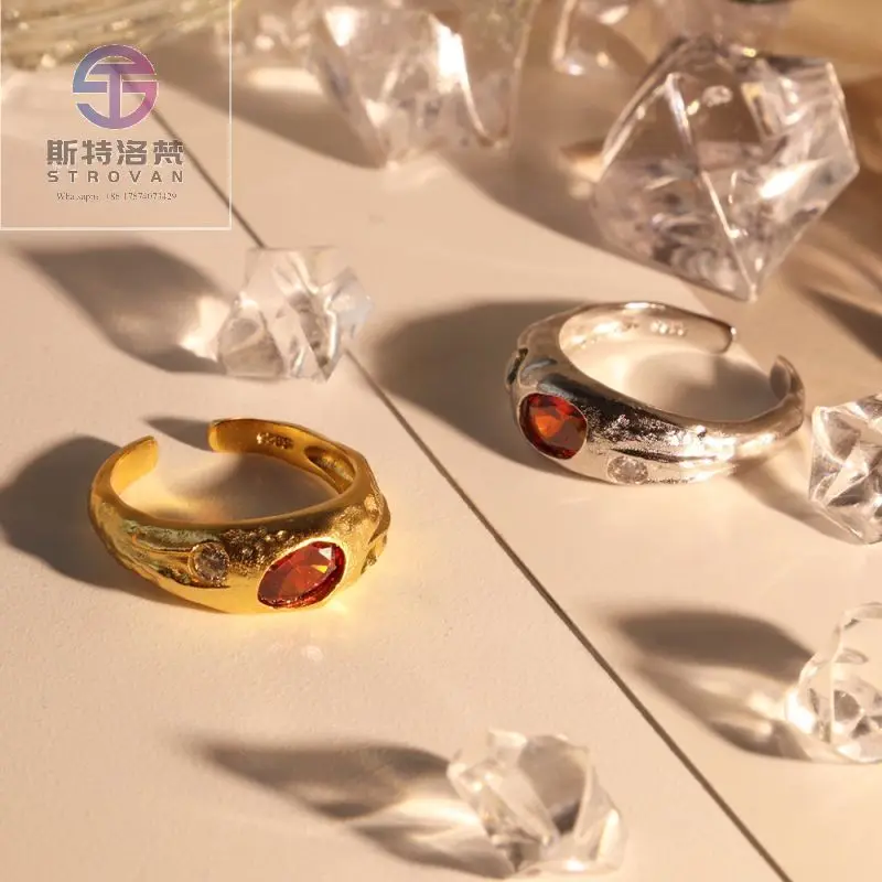 

Chris April 925 Sterling Silver Organic Textured Cubic Zirconia Luxury Wedding Rings for Women