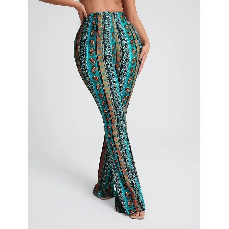Girls All Over Print Flare Pants Stretchy Bell Bottom Leggings Elastic Waist Pants for Tween Teens Back to School Outfit