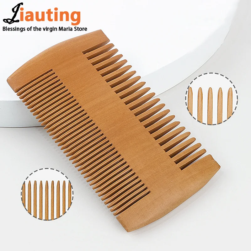 Natural Wood Hair Brush Beard Comb Anti-Static Double-Sided Mustache Pocket Comb Brushing Hair Care Tools For Men Gift