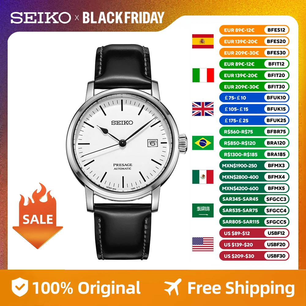 Seiko Original  Japanese Watch For Men Presage Automatic Mechanical Waterproof Luminous Watches