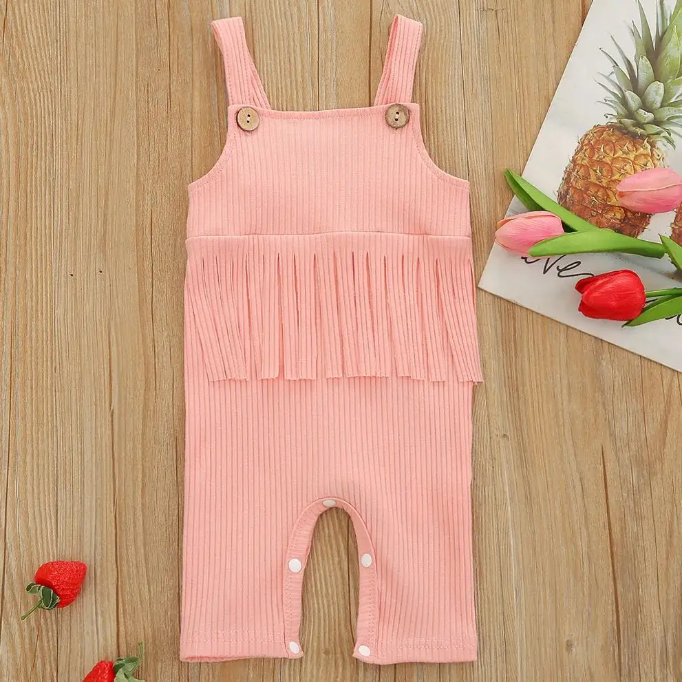 Baby Girls Romper Boy Fashion Strap Sleeveless Button Playsuit Vest Jumpsuit Cartoon Print Overalls Newborn Clothes Outfit A439