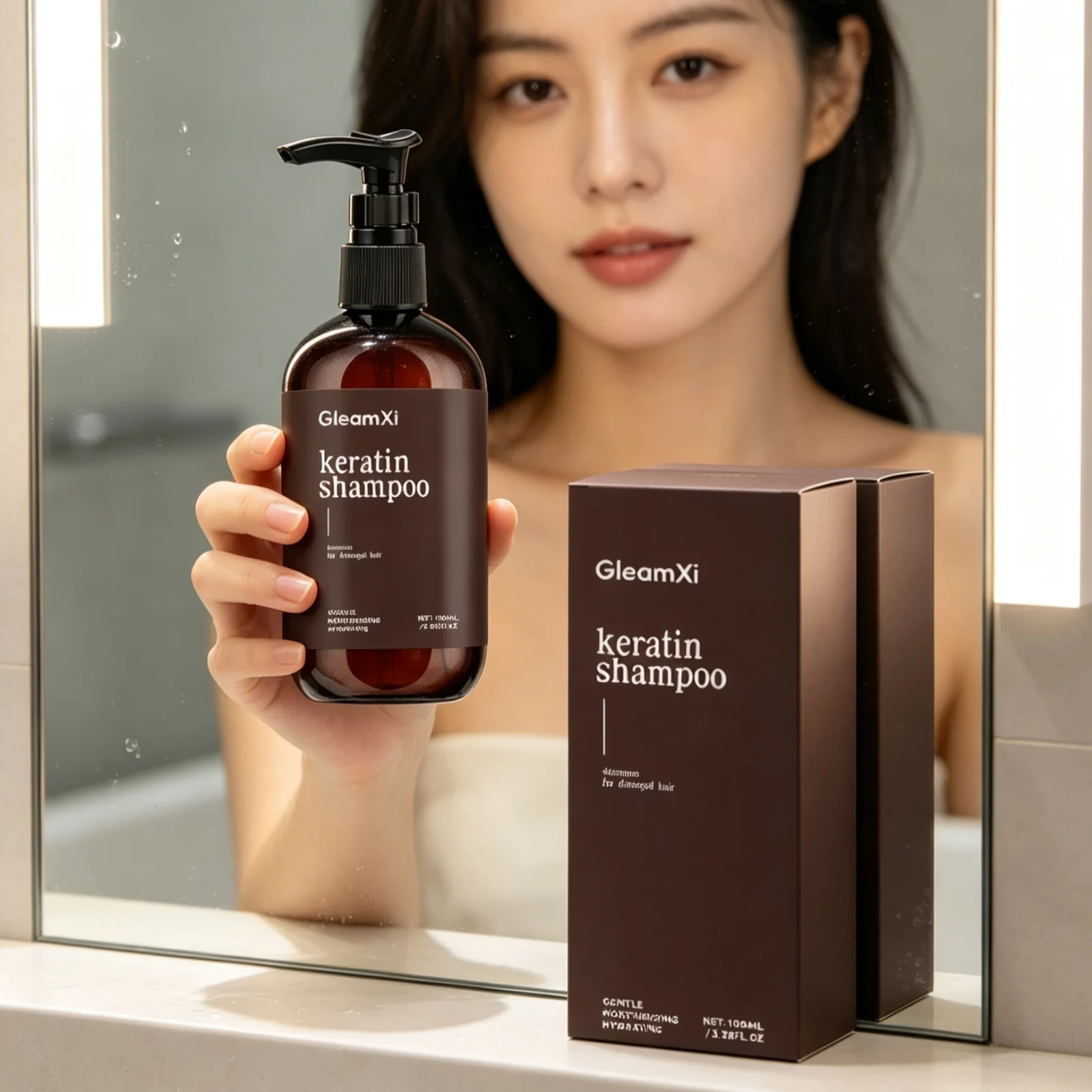 GleamXi Keratin Shampoo Oil Control Silky Smoothing Hair Anti Frizzy Refreshing Gentle Scalp Cleaner Tangle Free Hair Shampoo