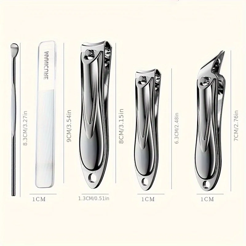 5-Piece Nail Clipper Set - Stainless Steel, Sharp & Durable Manicure Tools Nail Files Ear Pick With Storage Case For Fingernails