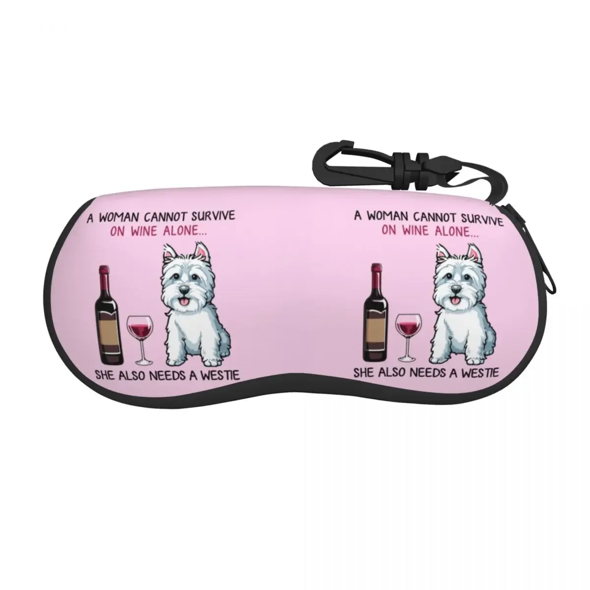 Westie And Wine Funny Dog Cartoon Shell Eyeglasses Case Women Men West Highland White Terrier Glasses Case Sunglasses Box Pouch