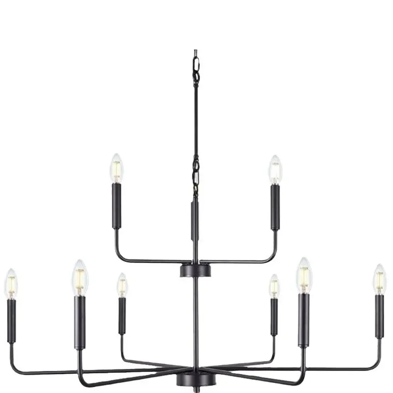 For American Chandelier Retro Living Room Bedroom B&B Duplex Hollow Medieval Modern Minimalist Pure Copper Pendant Lamp view 3